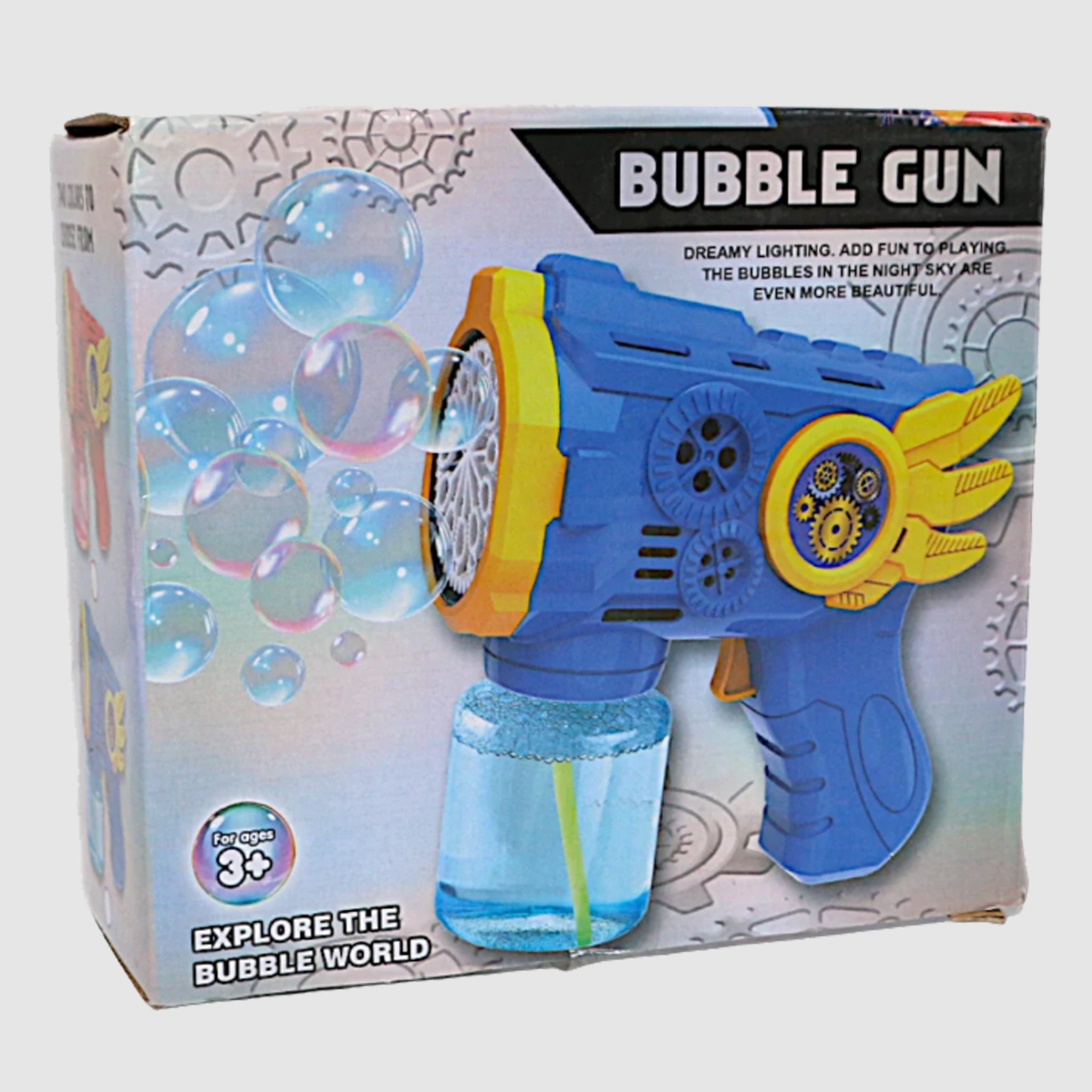 Automatic soap bubble gun with 10 holes and LED light, bubble maker - multi-color