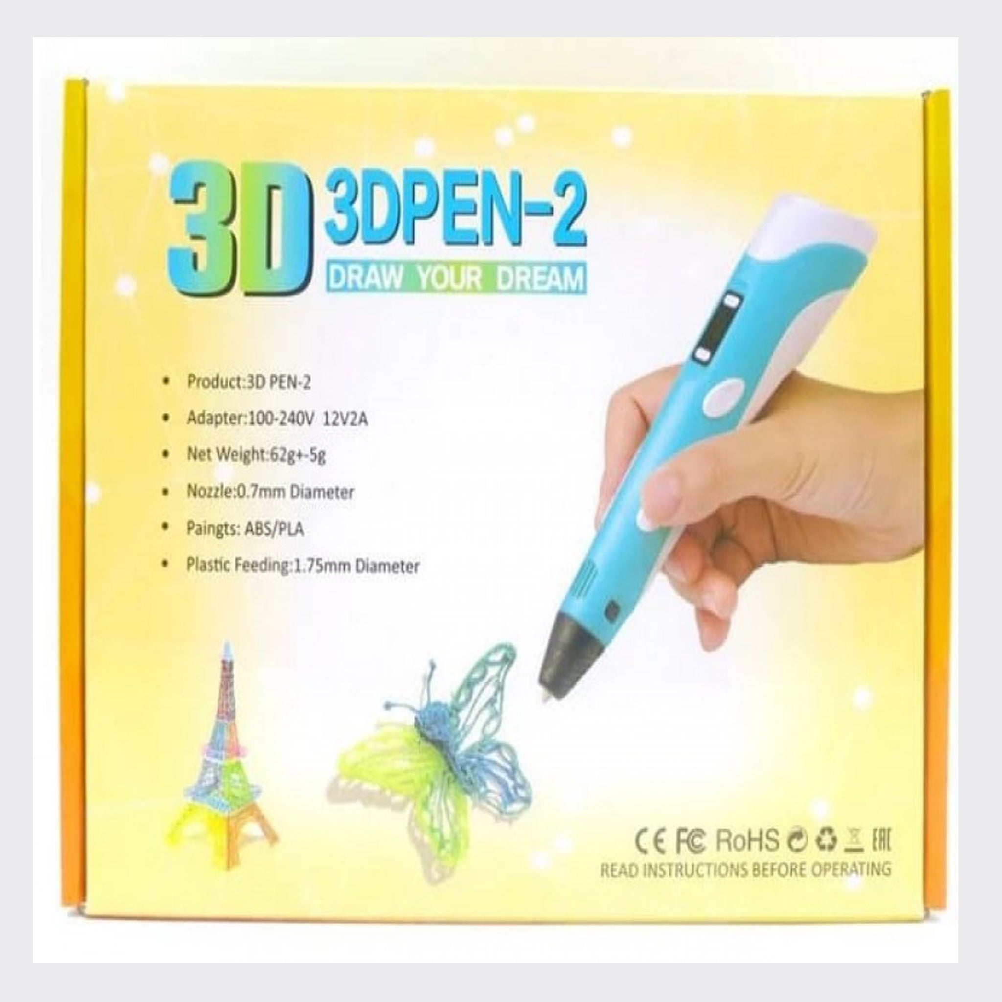 3D Pen Set with LED Display DIY 3D Printing Pen With 9meters ABS/PLA Filament Creative Design Draw Toy for Kids
