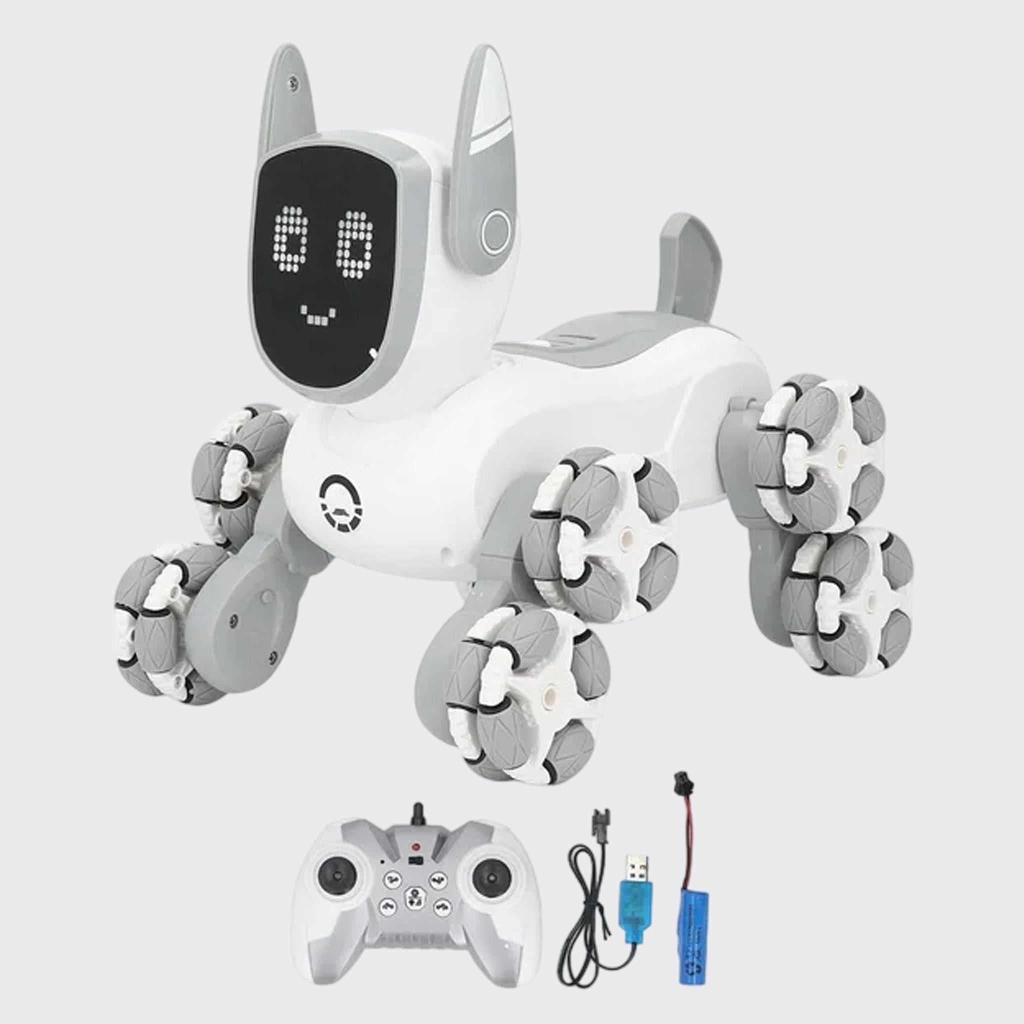 Stunt Robot Dog, 8 Wheels Remote Control Robot Dog Educational Rechargeable Interactive for Boys Girls