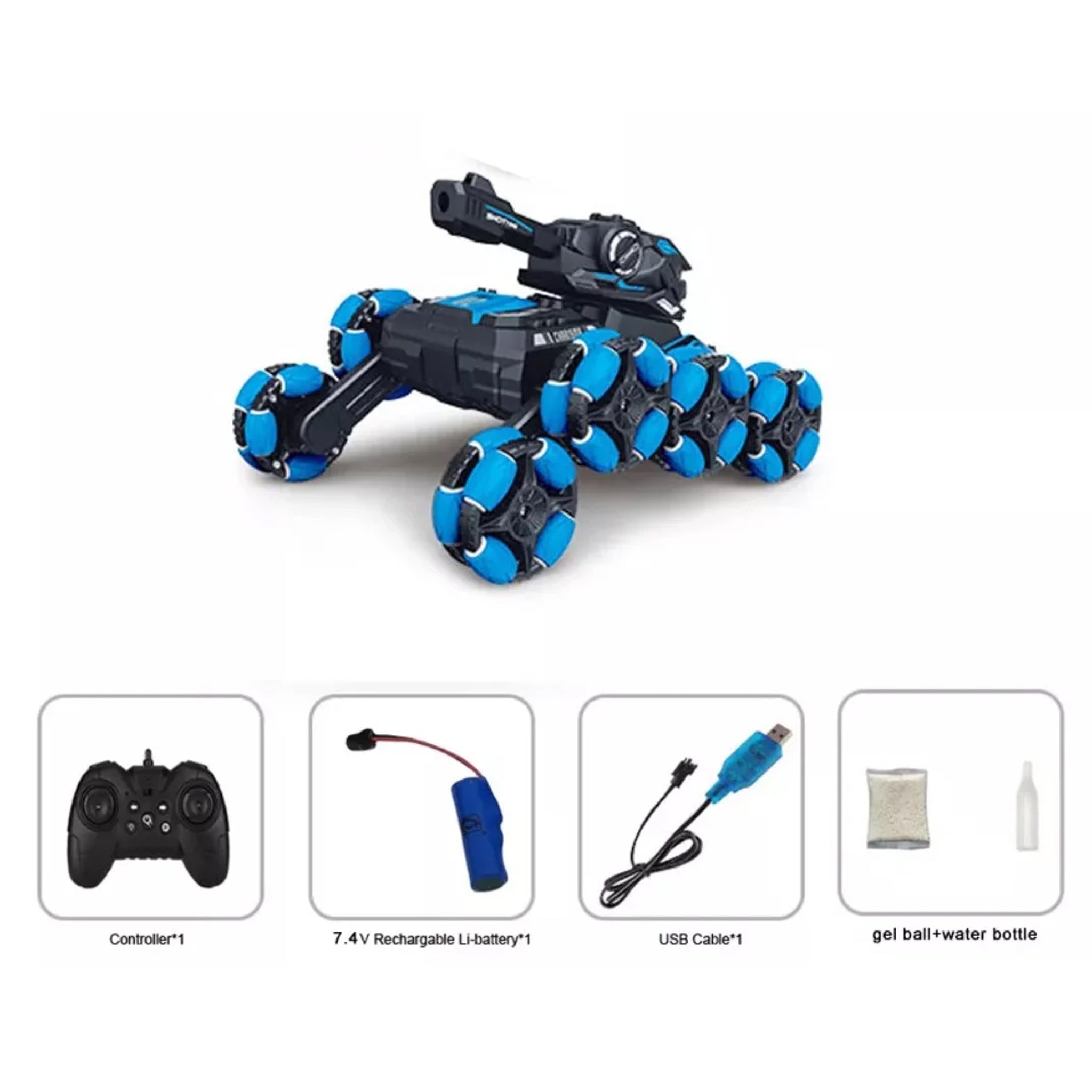 Tank with Wristband, Launches Gel Balls, Lights and Water Spray
