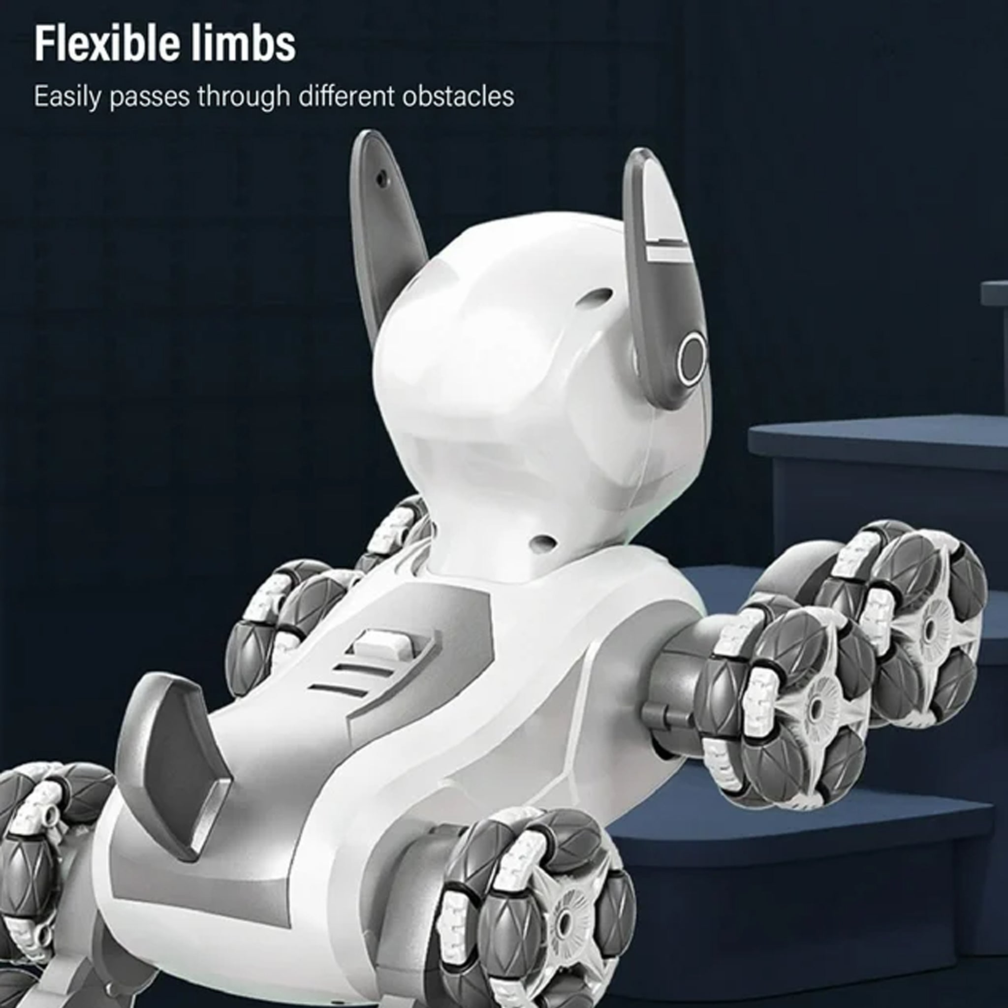 Stunt Robot Dog, 8 Wheels Remote Control Robot Dog Educational Rechargeable Interactive for Boys Girls