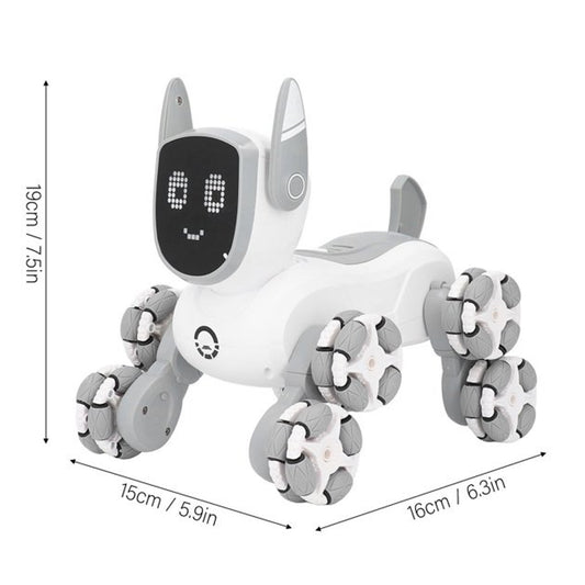 Stunt Robot Dog, 8 Wheels Remote Control Robot Dog Educational Rechargeable Interactive for Boys Girls