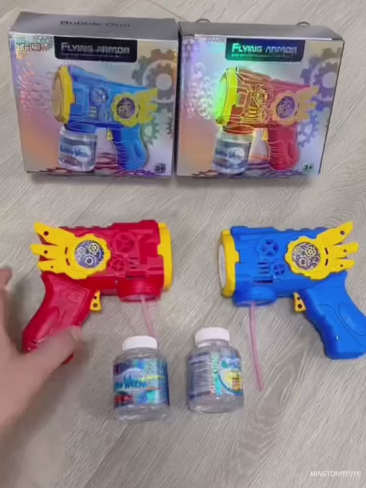 Automatic soap bubble gun with 10 holes and LED light, bubble maker - multi-color